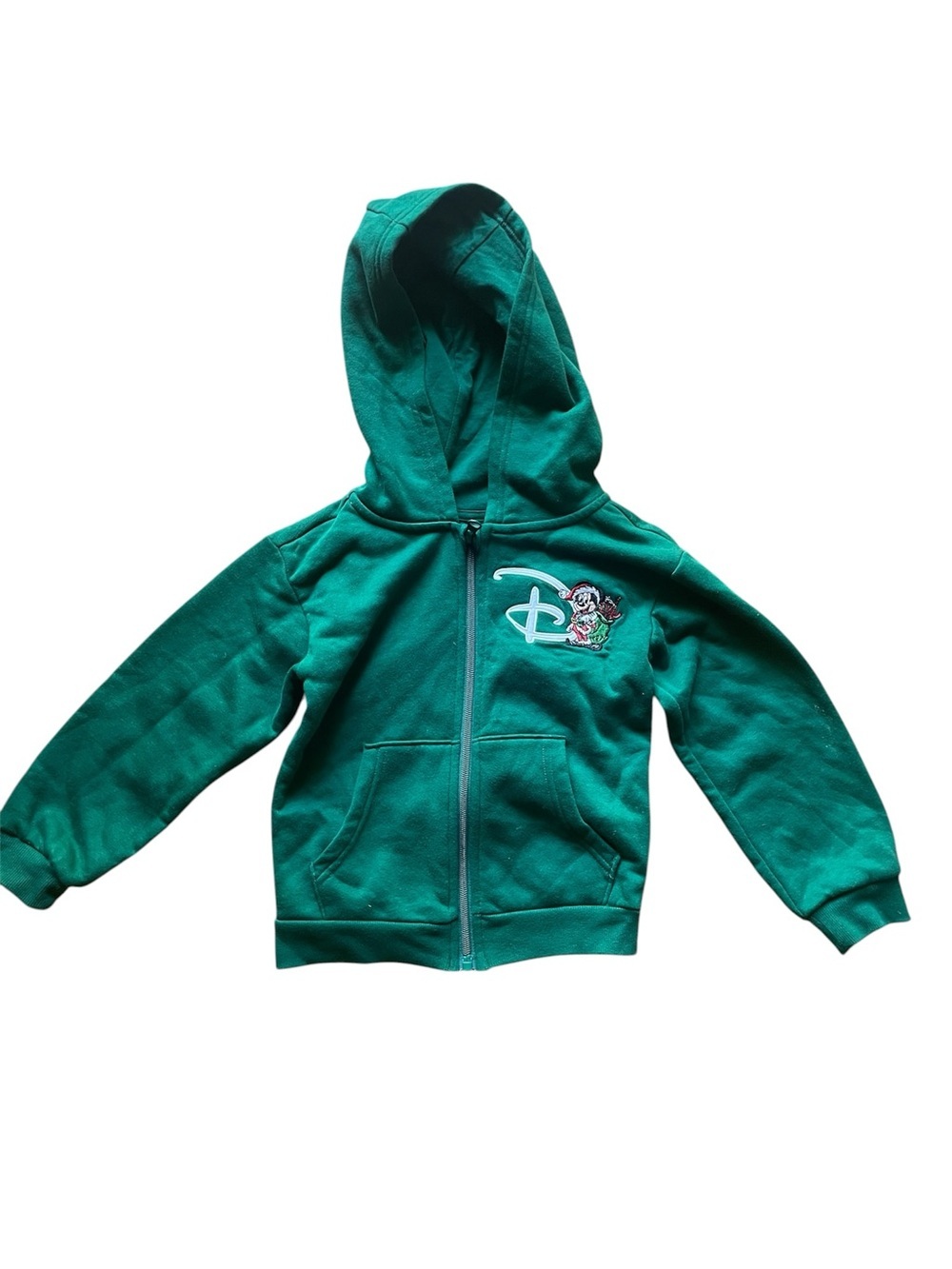 Walt Disney World Parks Kids' Green Zip Christmas Hoodie Jacket Characters 4